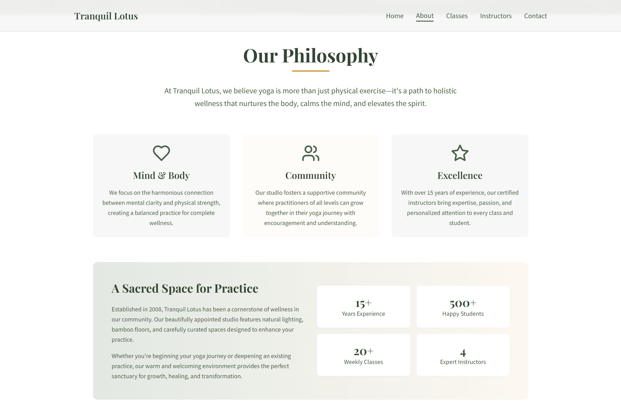 Yoga site screenshot 2
